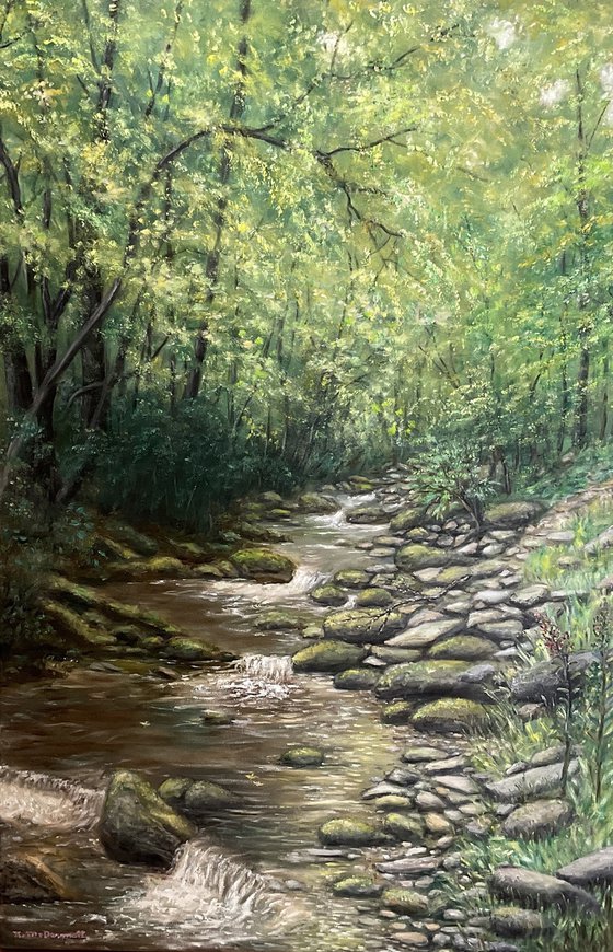 MOUNTAIN STREAM NEAR OLD FORT NC - oil 36X24