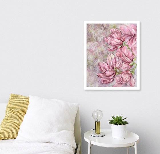 Pink magnolias sculpture painting