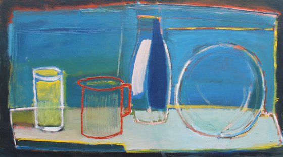 Still life on blue