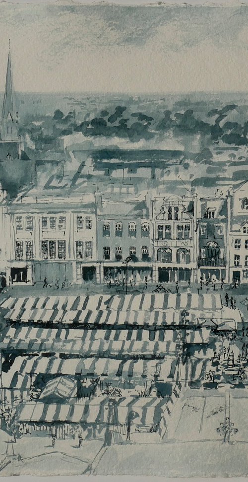 Cambridge Rooftops and Market place - a Church View by Hannah  Bruce