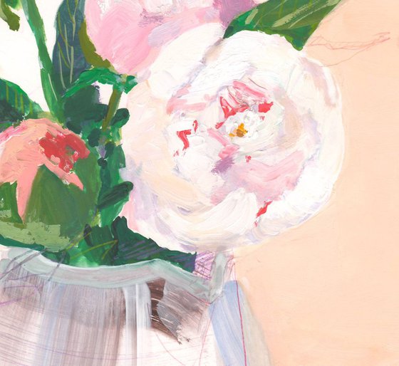 Bouquet of peonies. Gouache study