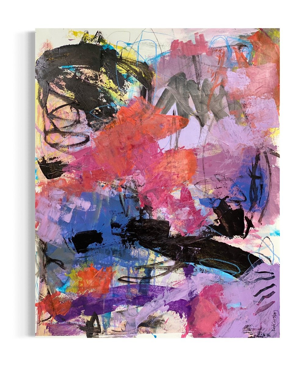 Organic Abstract Acrylic Painting By Kat Crosby, 18 X 24", Unchartered Waters, Original Artwork