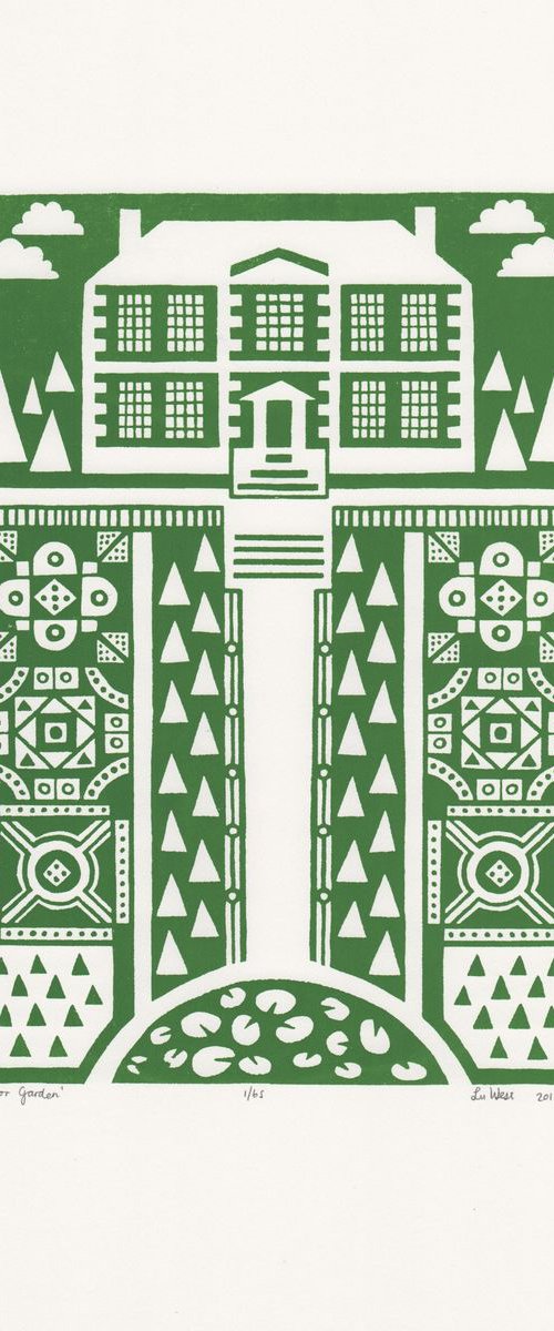 Manor Garden Screen Print A3 size in Heritage Green - Unframed - FREE Worldwide Delivery by Lu West