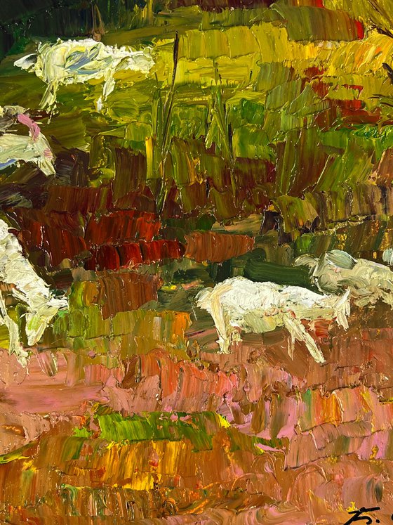 White Goats in the Meadows