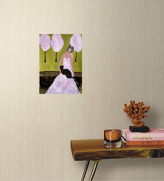 Woman Cat Painting