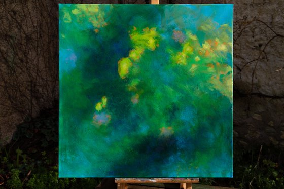 "So green" - floral abstract - flower - decorative original - home interior design