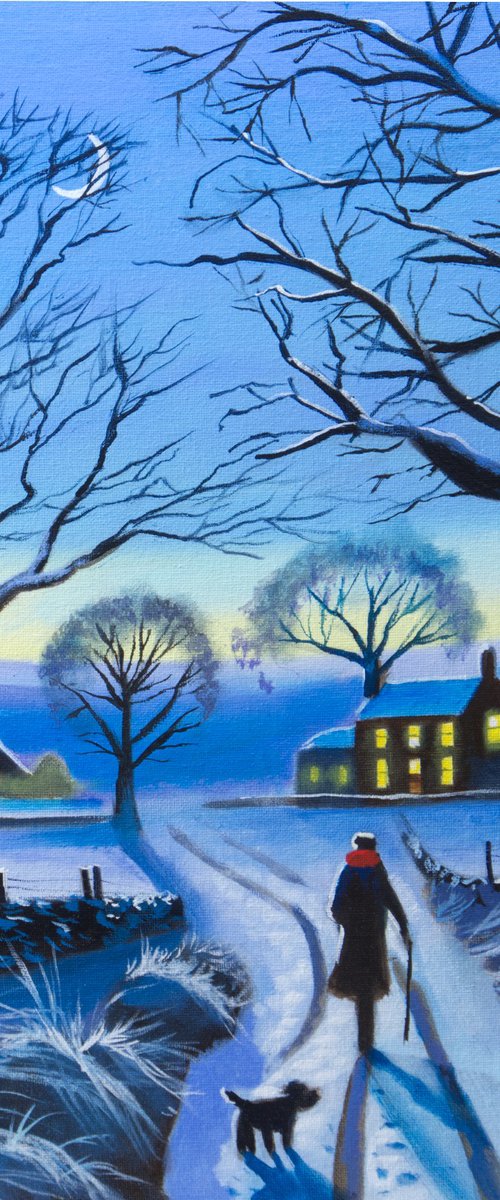 Moonlit Walk winter painting by Gordon Bruce