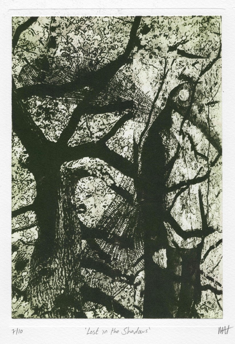 Surrealistic Portrait Etchings & Engravings By Michelle Hinshelwood, 11 X 15", Lost In The Shadows, Original Artwork