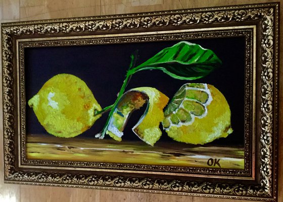 Lemons. Framed still life MODERN ART URBAN ART OFFICE HOME DECOR fruits