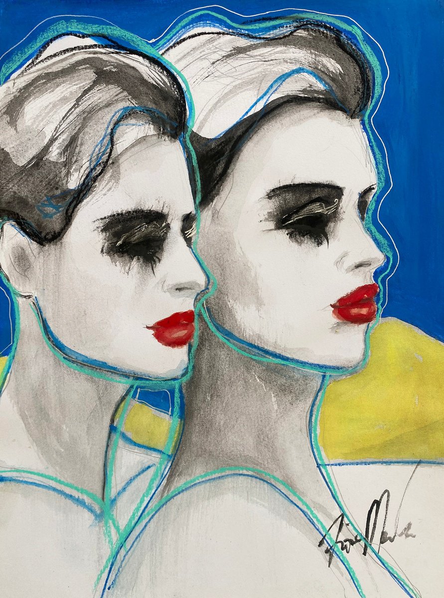 Expressive Portrait Watercolour By Fiona Maclean, 12 X 17, Boys Keep Swinging, Original Artwork