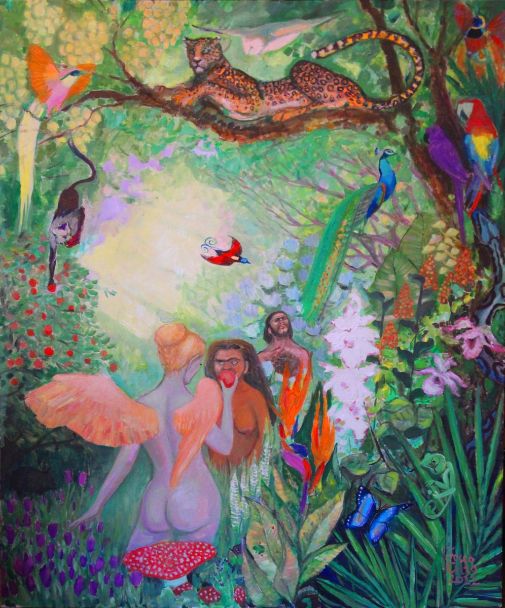 Naive Oil Painting , Edem By Fosco Culto, 39 X 47, Artwork For Sale On Artfinder