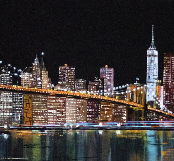 "NIGHT NEW YORK". BROOKLYN BRIDGE.