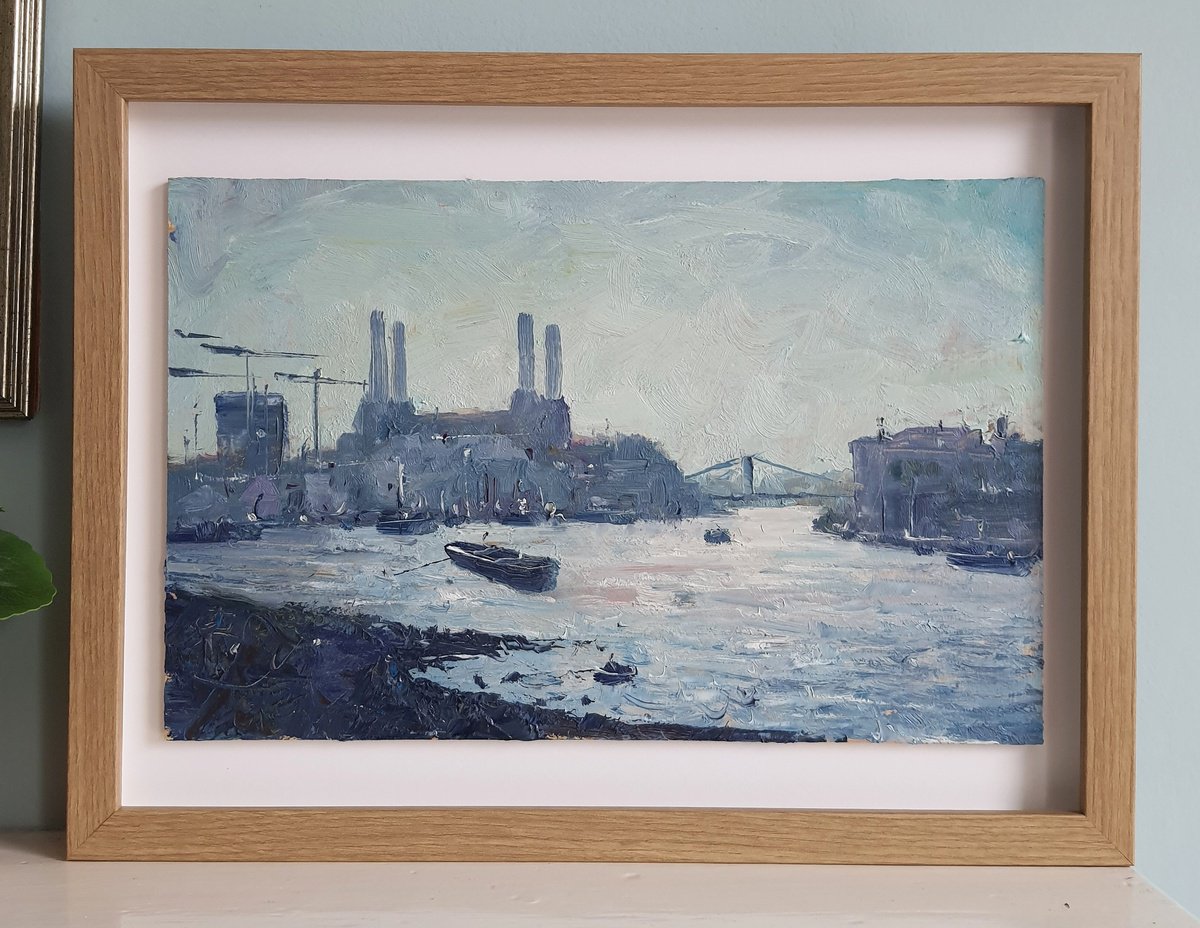 Impressionistic Landscape Oil Painting By Roberto Ponte, 16 X 12", Battersea London, Original Artwork