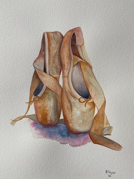 Ballet shoes watercolour painting