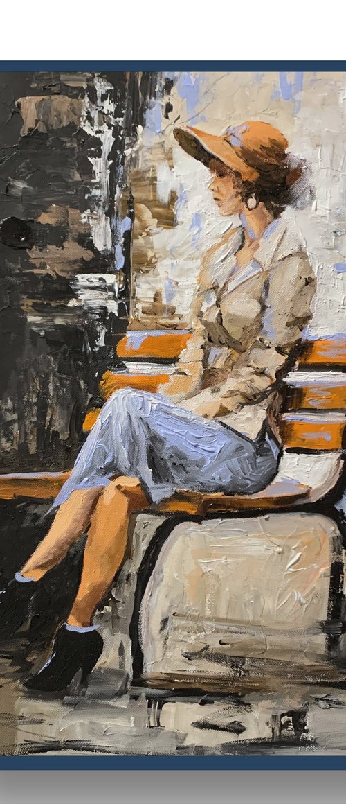 Elegant Woman on a Bench. by Vita Schagen
