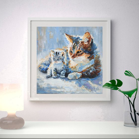 Cat and Kitten painting