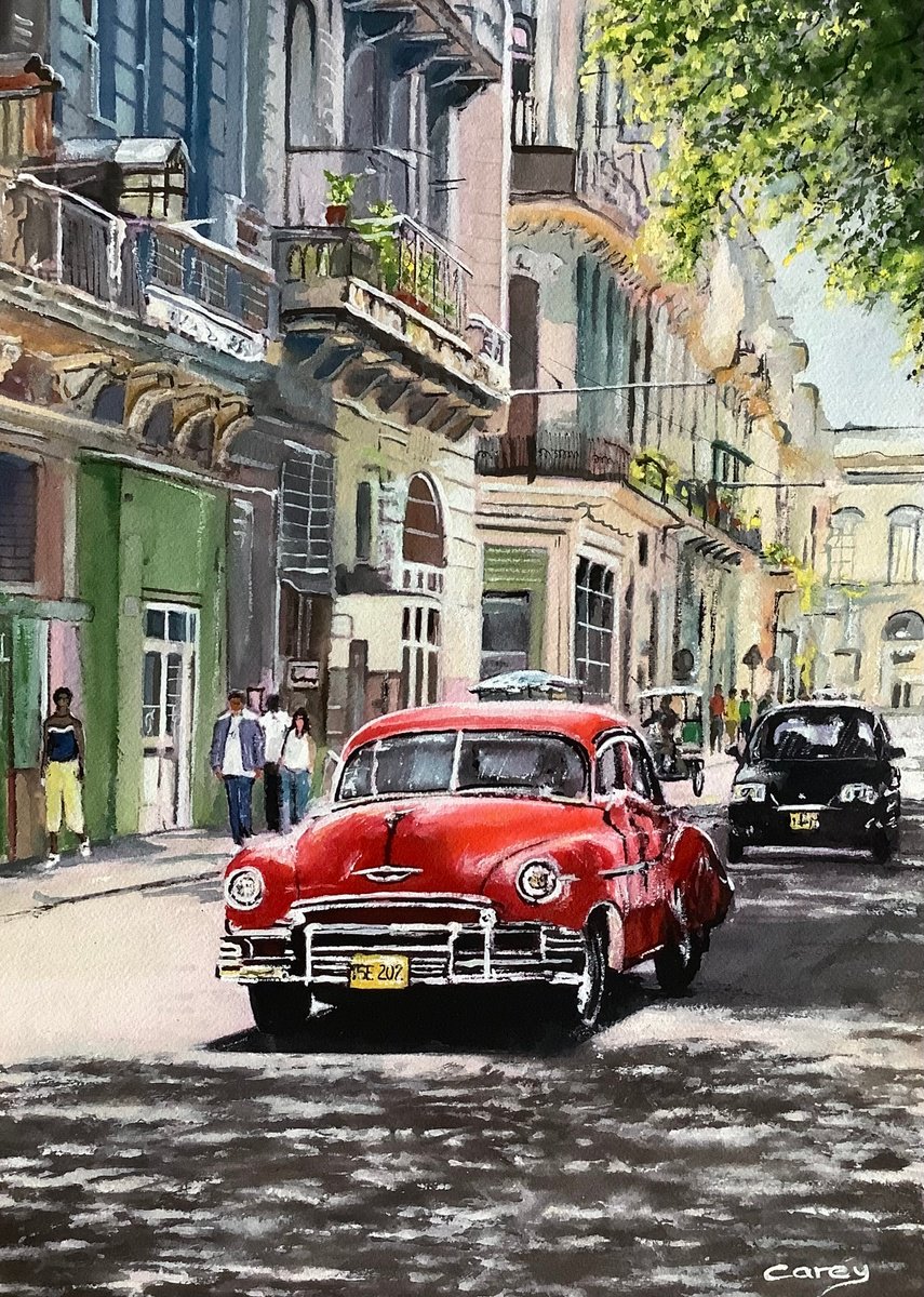 Photorealistic Cityscapes Painting By Darren Carey, 11 X 15, Havana, Original Artwork