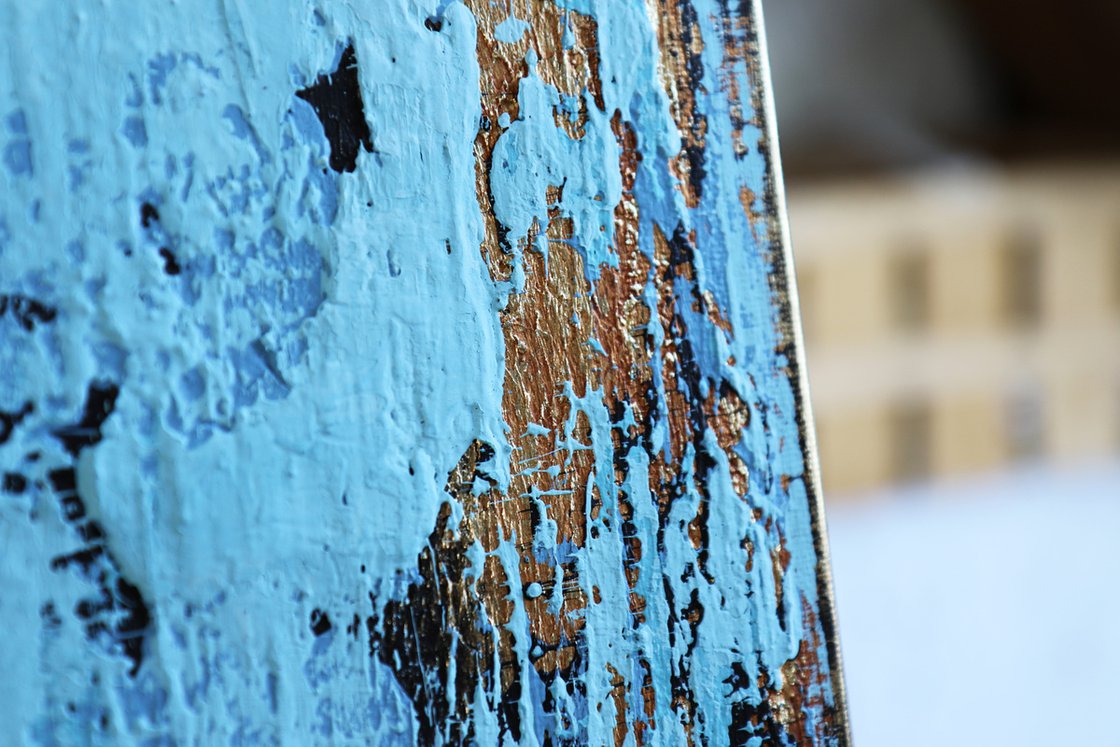 VENEZIA - ABSTRACT ACRYLIC PAINTING TEXTURED * TURQUOISE BLUE