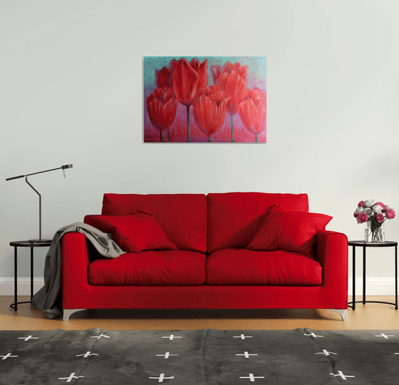 Red Tulips on Red