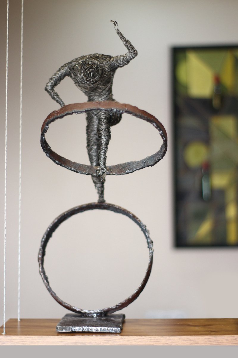 Abstract Portrait Sculpture By Karen Axikyan, 9 X 22", Second Move, Original Artwork