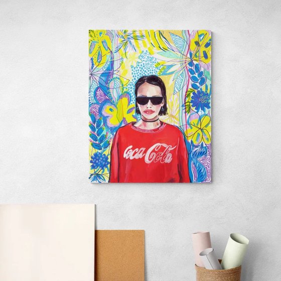 Woman in Coca-Cola Red