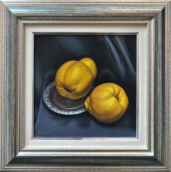 Still life with quinces , Original oil on canvas painting