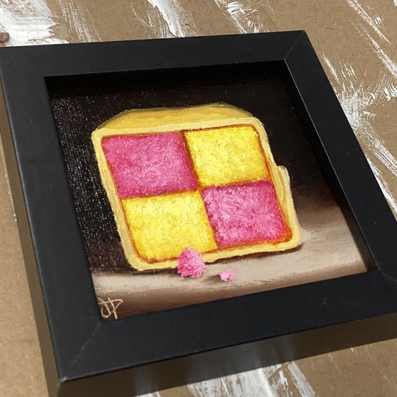 Little Battenberg cake slice