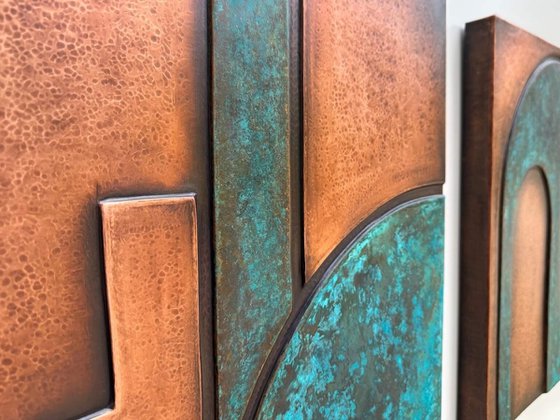 "Intervals " Copper Patina Wall Relief