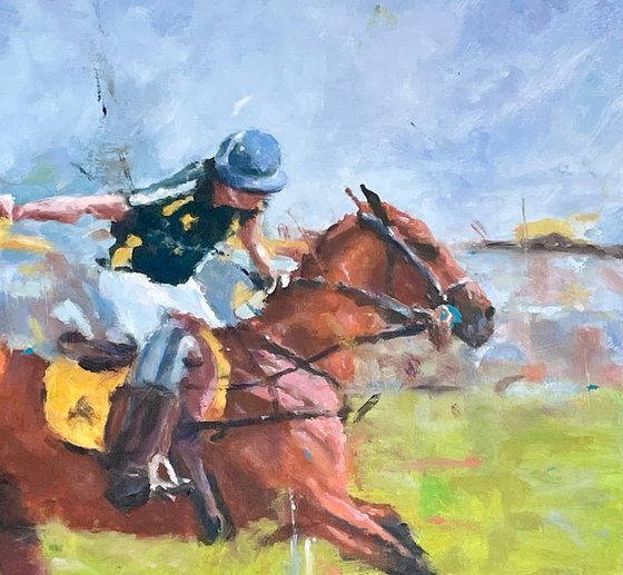 Sport of Kings - Polo Player Oil Painting - Unframed 50cm x 50cm