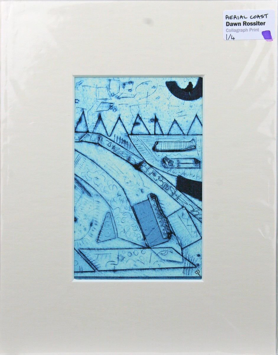 Aerial Coast Mounted Limited Edition Collagraph Print by Dawn Rossiter