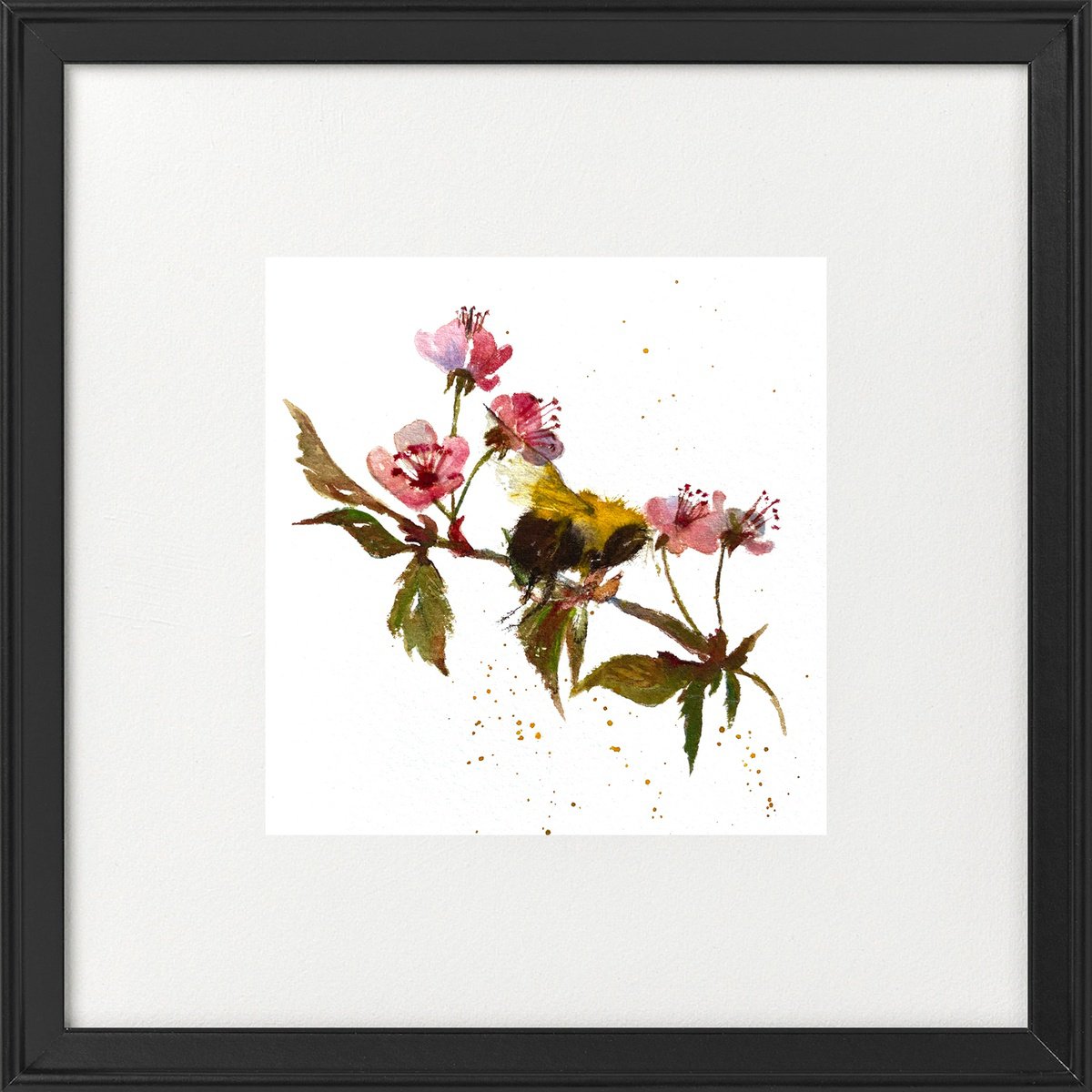 Bee & Cherry Blossom Framed by Teresa Tanner