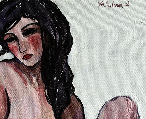 Nude inspired by Modigliani - Original Acrylic painting