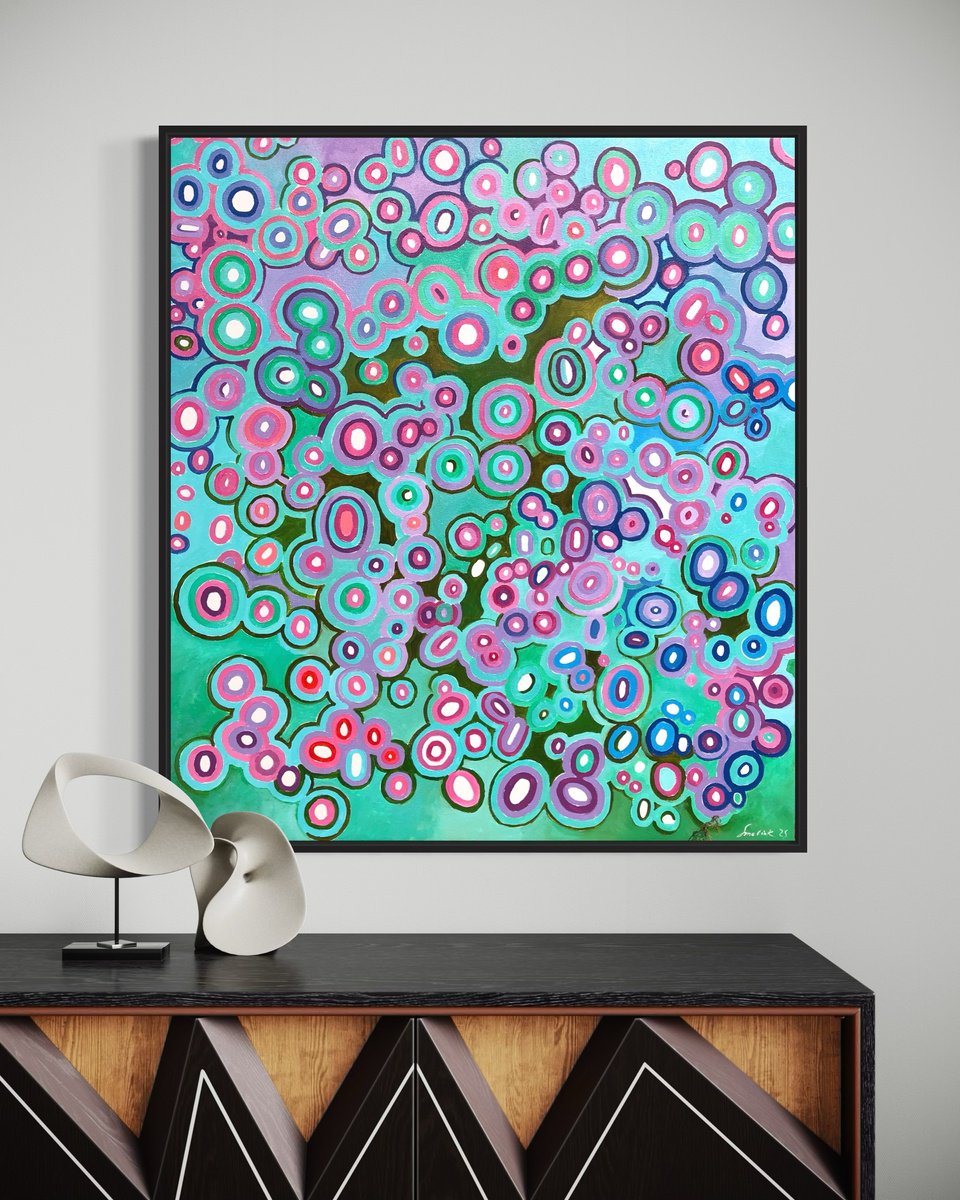 Impressionistic Landscape Oil Painting By Volodymyr Smoliak, 31 X 35", Emerald Symphony, Original Artwork