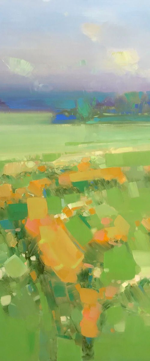 Field of Flowers, Original oil painting, Handmade artwork, One of a kind by Vahe Yeremyan