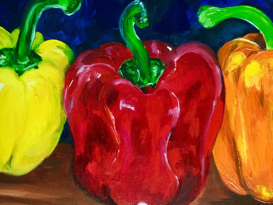 Still life with Peppers original oil painting