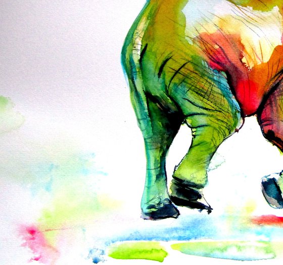 Colorful elephant alone II