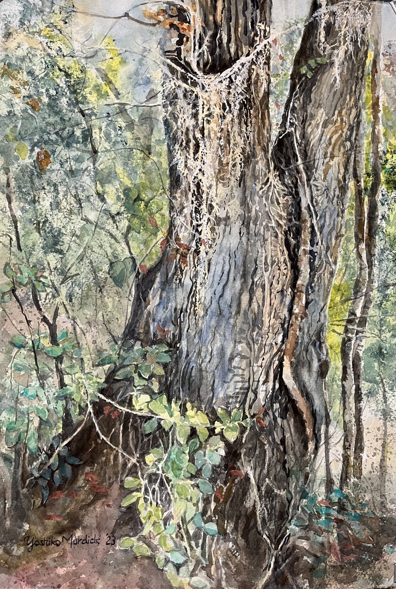 Impressionistic Landscape Watercolour By Yoshiko Murdick, 15 X 22", Tree, Original Artwork