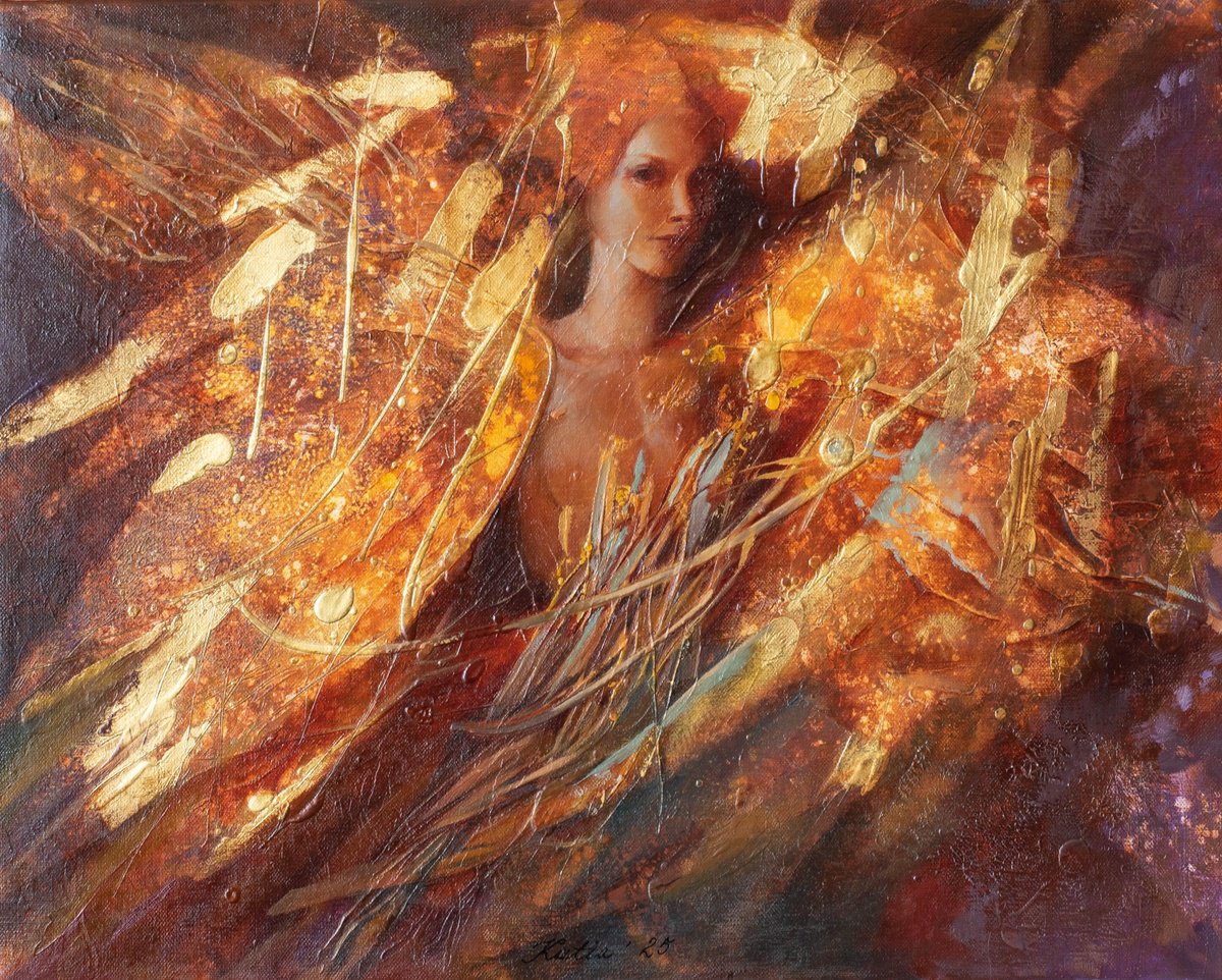 Expressive Portrait Oil Painting By Katsiaryna Ozdemir, 20 X 16", Phoenix, Original Artwork