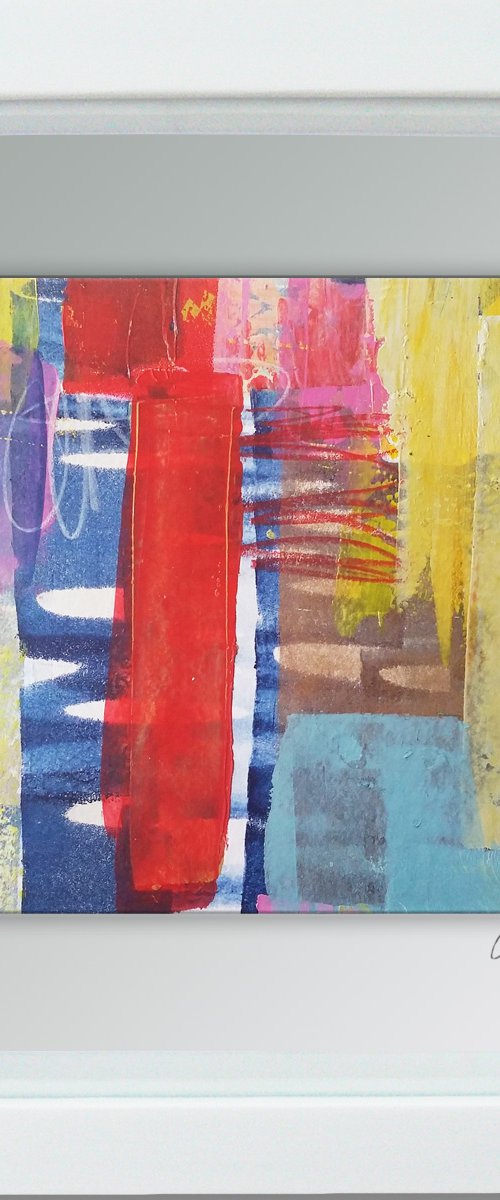 Framed ready to hang original abstract  - colours #21 by Carolynne Coulson