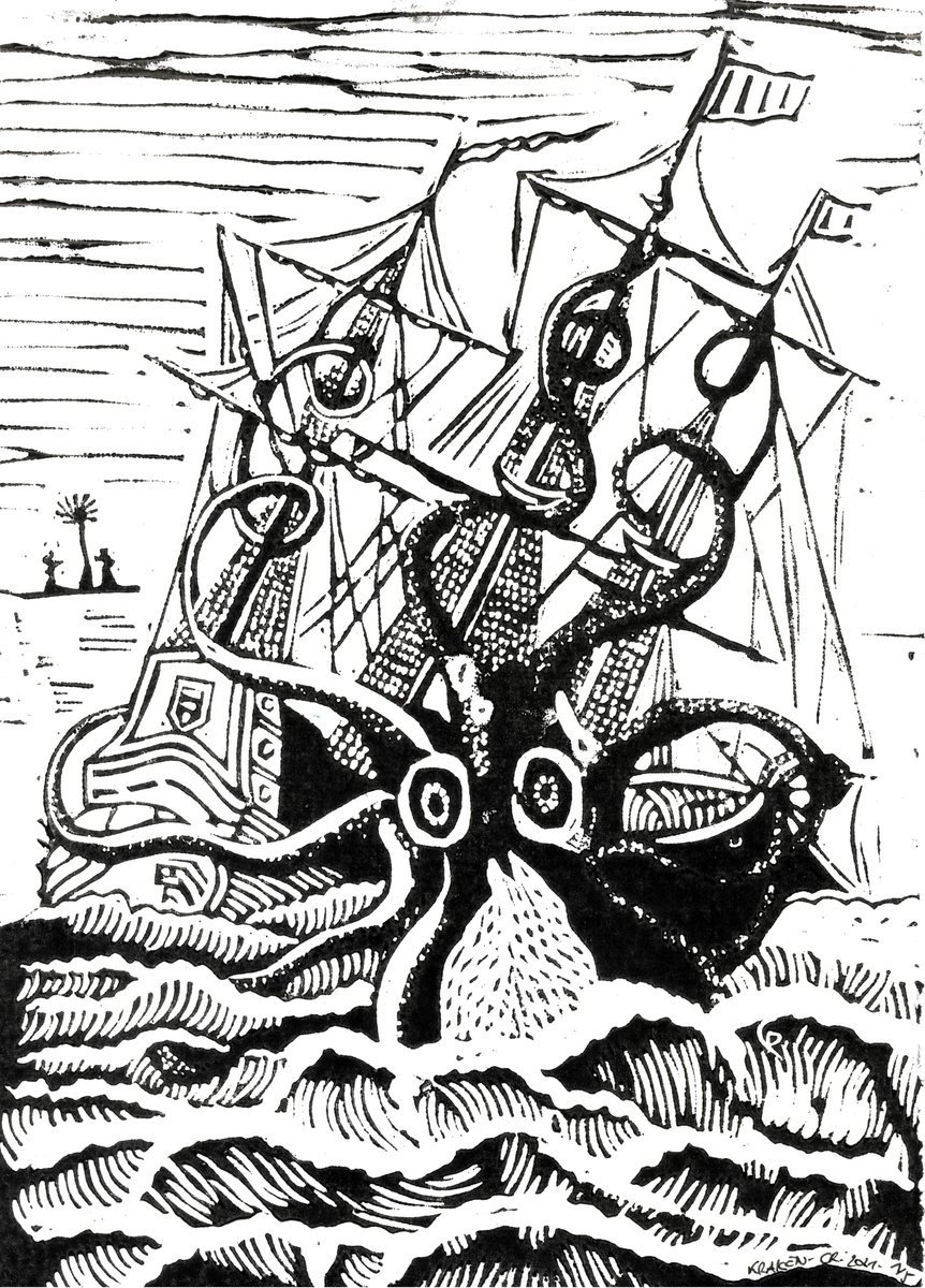 Black and White - Pirates and the Octopus by Reimaennchen - Christian Reimann
