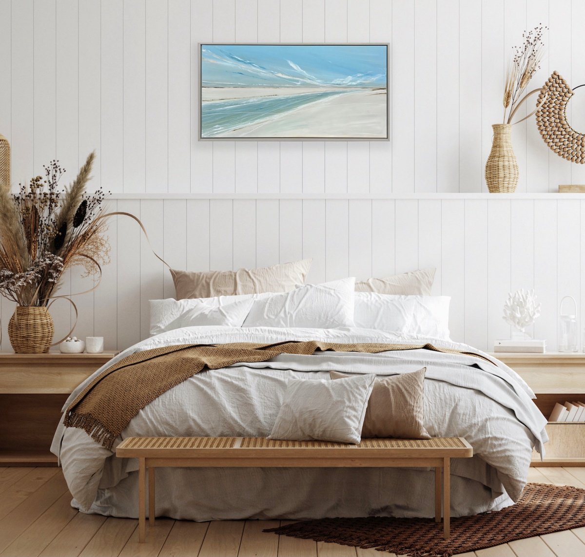 Impressionistic Landscape Oil Painting By Jane Skingley, 33 X 17, Backwash, Original Artwork