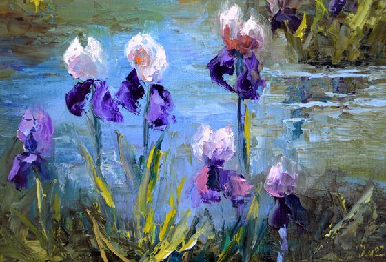 Pond with irises