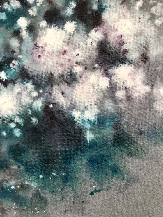 Thousands of cherry blossoms 4. One of a kind, original painting, handmade work, gift, watercolour art.