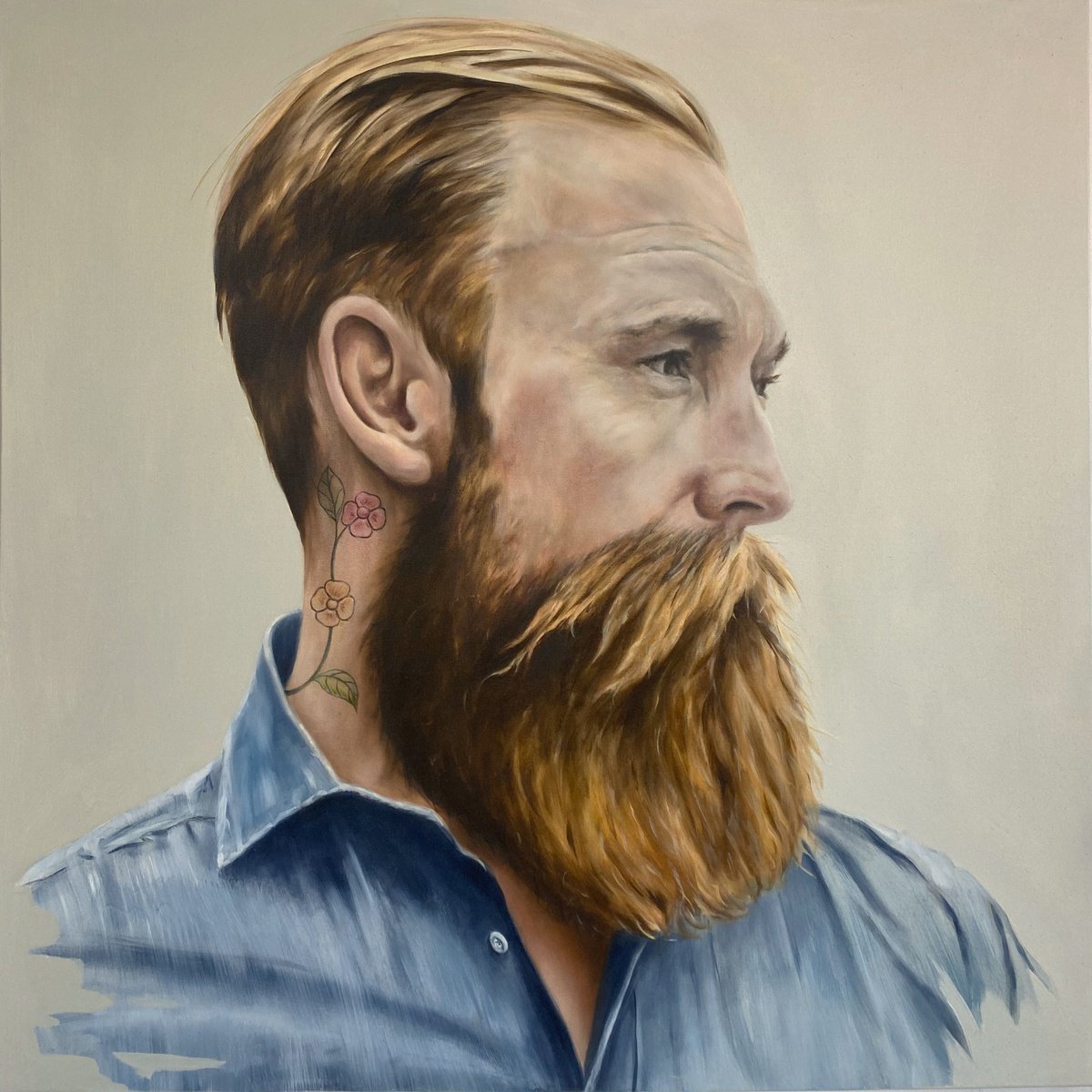 Urban And Pop Portrait Oil Painting By Mullo Art, 39 X 39", The Conversation, Original Artwork