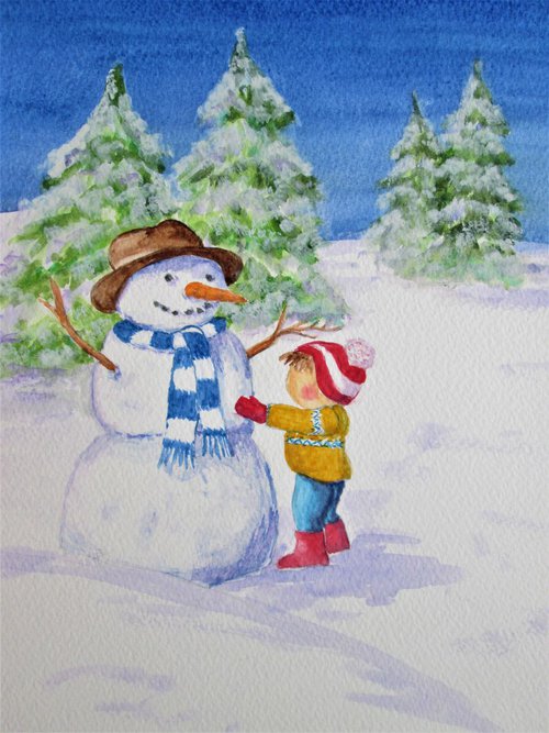 Snowman and me by MARJANSART