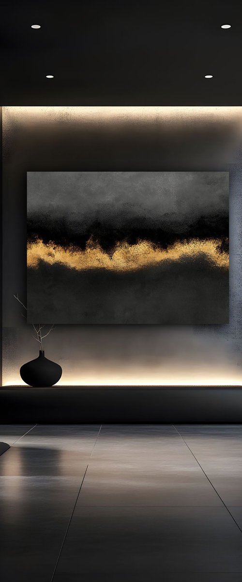 Black and Gold Abstract by Indie Ru