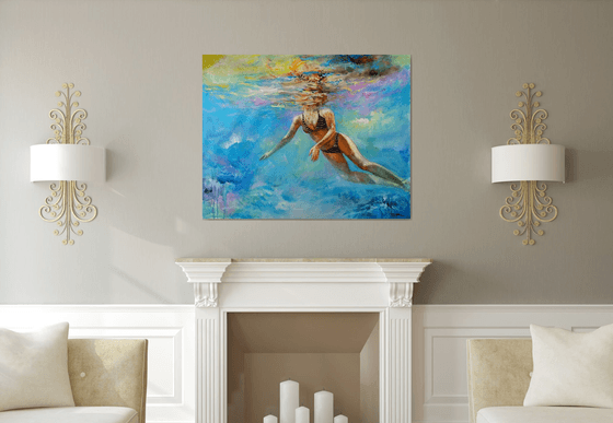 swimming girl3, 48x38 in