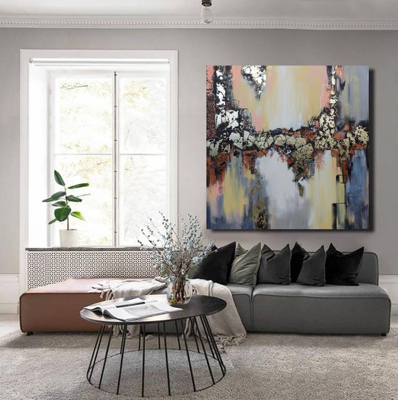 Abstract art - Gold leaf large paintings