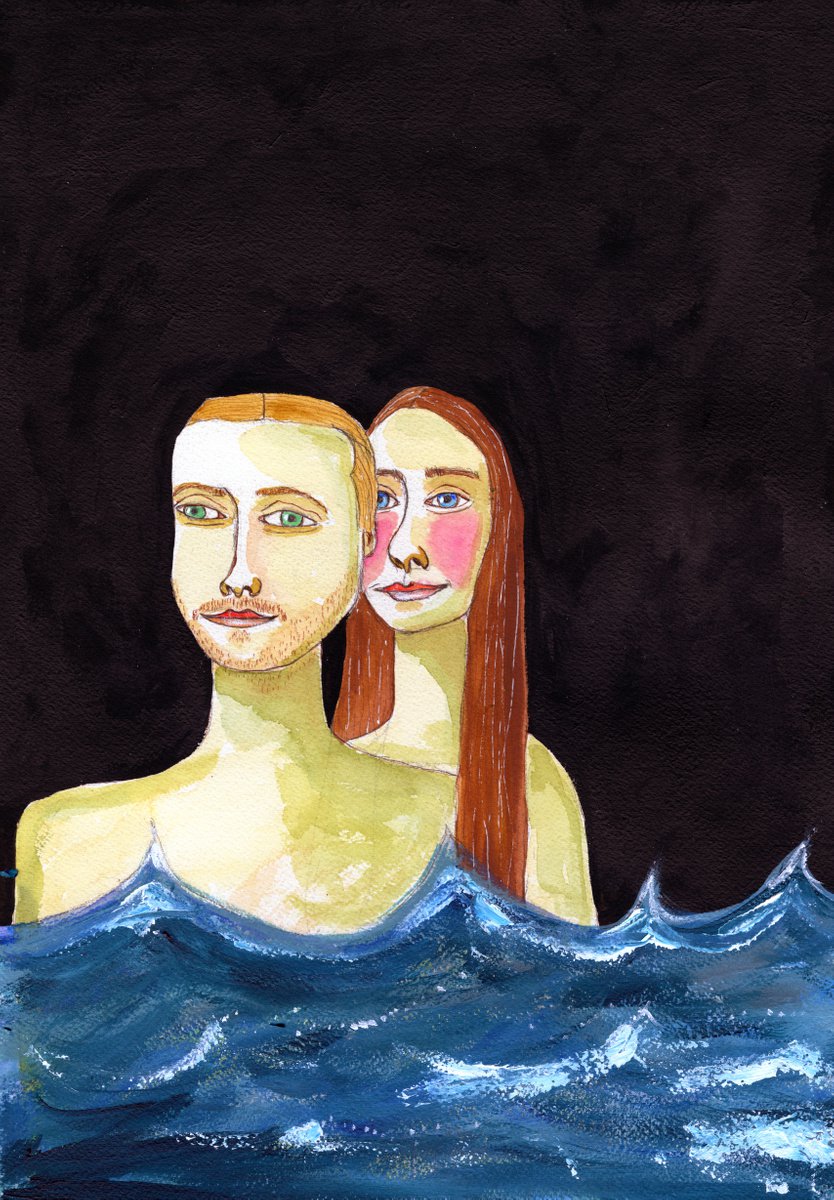 The Wild Ocean Swimming Couple by Sharyn Bursic