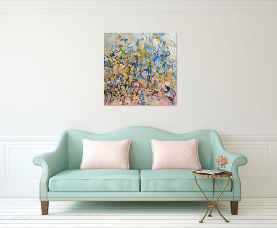 Meeting at your garden. Original abstract painting.